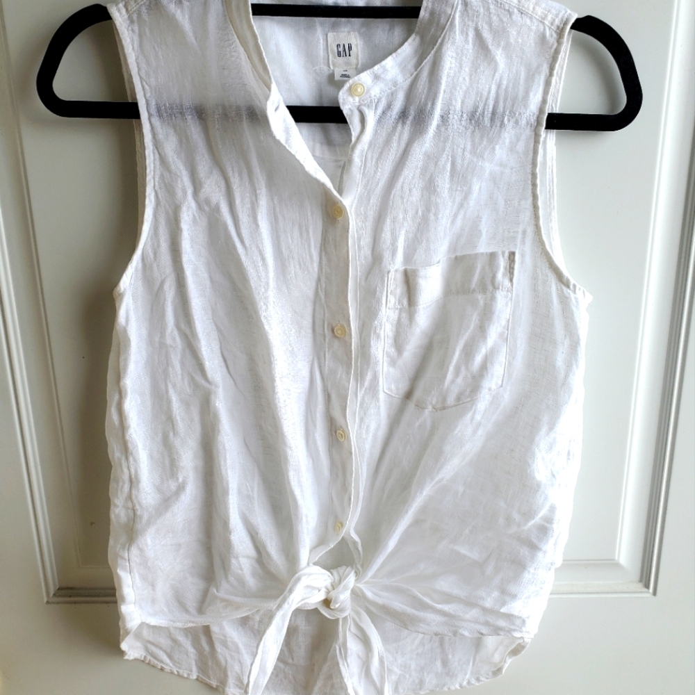 Gap Tie Front Sleeveless White Blouse size Women's XS
